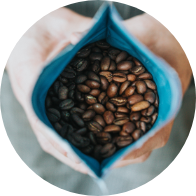 Coffee Beans in a blue bag